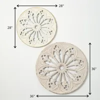 Cream Distressed Medallion Wall Plaques, Set of 2