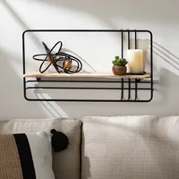 Linear Black Metal Rounded Wall Shelf