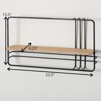 Linear Black Metal Rounded Wall Shelf