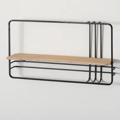 Linear Black Metal Rounded Wall Shelf