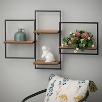 Quadrate Multi-Level Black Metal Wall Shelf