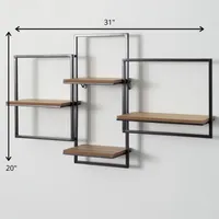 Quadrate Multi-Level Black Metal Wall Shelf