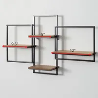 Quadrate Multi-Level Black Metal Wall Shelf