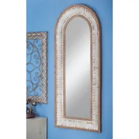 Distressed White Wood Arched Wall Mirror