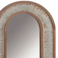 Distressed White Wood Arched Wall Mirror