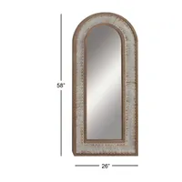 Distressed White Wood Arched Wall Mirror