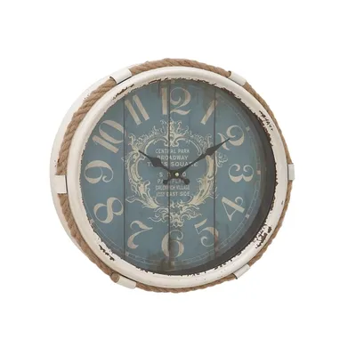 Blue Metal and Rope Wall Clock, 17 in.