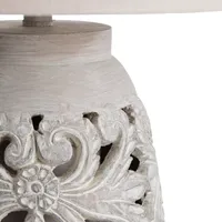 Cream Carved Floral Table Lamp