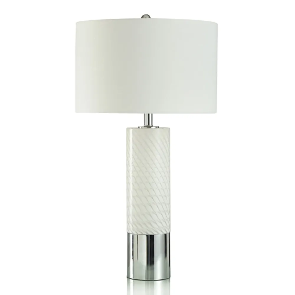 Glossy White and Silver Table Lamp