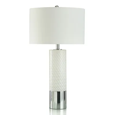 Glossy White and Silver Table Lamp