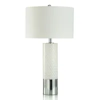 Glossy White and Silver Table Lamp