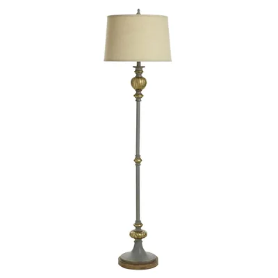 Traditional Gray and Aged Gold Floor Lamp