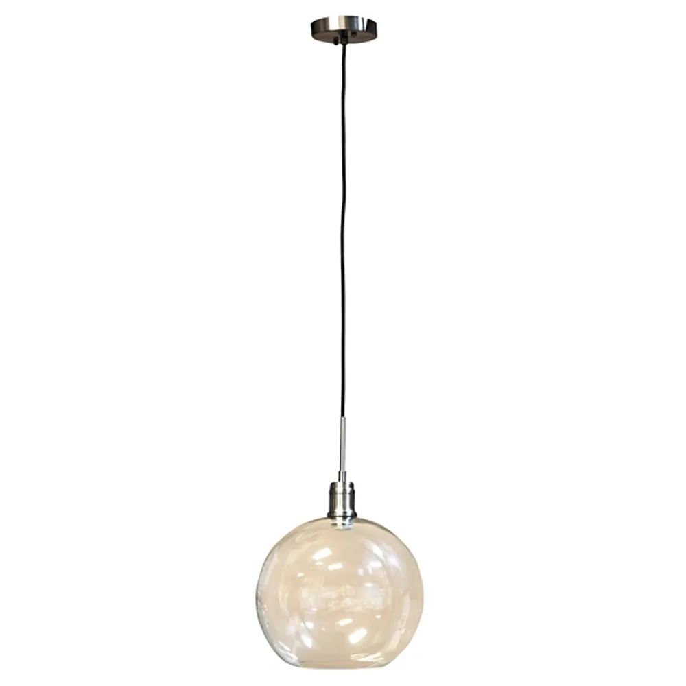 Brushed Nickel Glass Globe Pendant Light