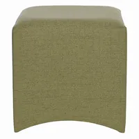 Olive Linen Curved Square Ottoman