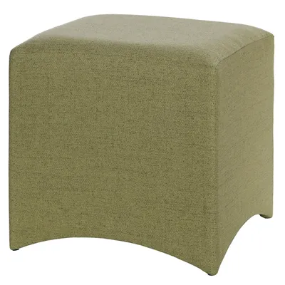 Olive Linen Curved Square Ottoman