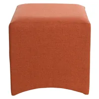 Orange Linen Curved Square Ottoman