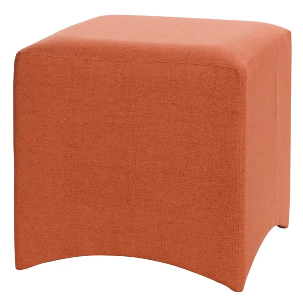 Orange Linen Curved Square Ottoman