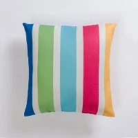 Rainbow Striped Hello Outdoor Pillow