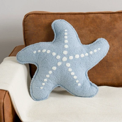 Blue Starfish Boucle Pillow
