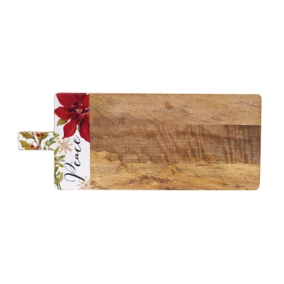 Peace Poinesttia Wood Serving Board