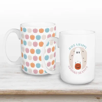 Happy Spooky Season Halloween Mugs, Set of 2