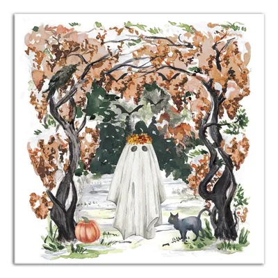 Woodland Ghost Halloween Canvas Art Print