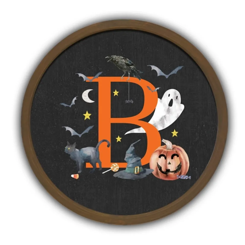 Halloween Monogram B Brown Framed Wall Plaque