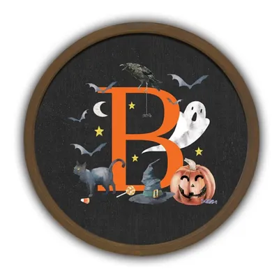 Halloween Monogram B Brown Framed Wall Plaque