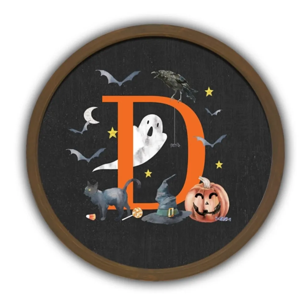 Halloween Monogram D Brown Framed Wall Plaque