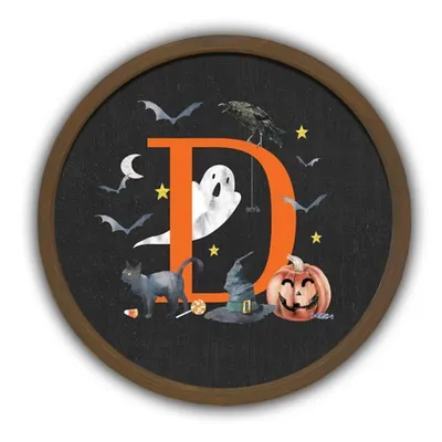 Halloween Monogram D Brown Framed Wall Plaque