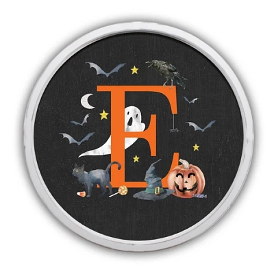 Halloween Monogram E White Framed Wall Plaque