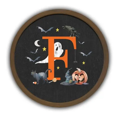 Halloween Monogram F Brown Framed Wall Plaque