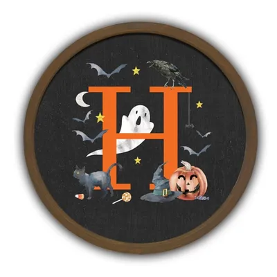 Halloween Monogram H Framed Wall Plaque