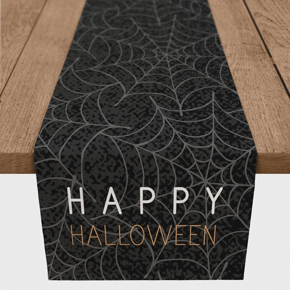 Happy Halloween Spiderweb Table Runner, 90 in.