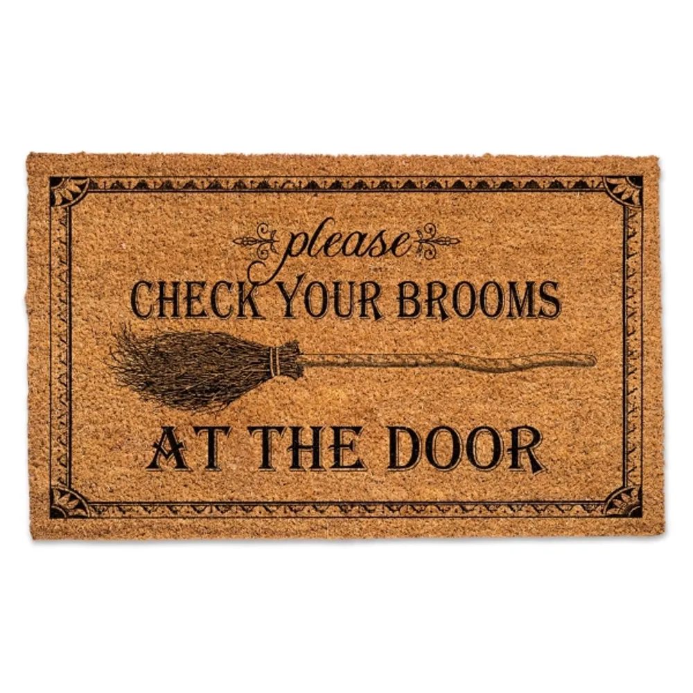 Check Your Brooms Halloween Coir Doormat