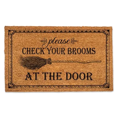 Check Your Brooms Halloween Coir Doormat