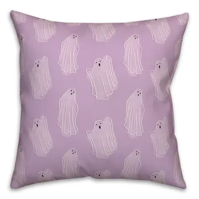 Purple Ghosts Halloween Throw Pillow