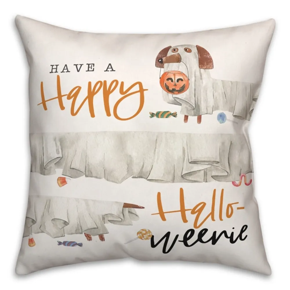 Happy Halloweenie Throw Pillow