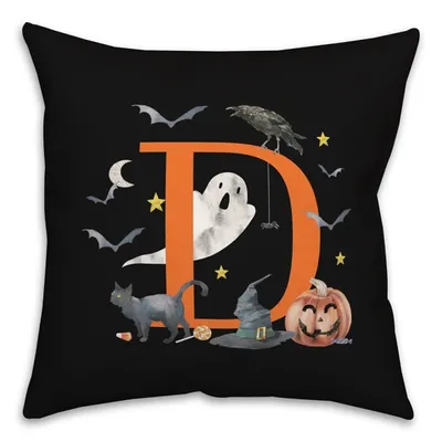 Monogram D Halloween Indoor/Outdoor Pillow