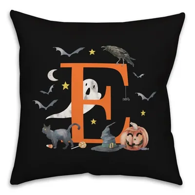 Monogram E Halloween Indoor/Outdoor Pillow