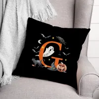 Monogram Halloween Indoor/Outdoor Pillow