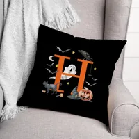 Monogram H Halloween Indoor/Outdoor Pillow