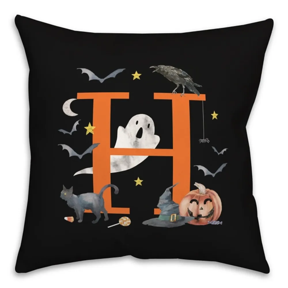 Monogram H Halloween Indoor/Outdoor Pillow