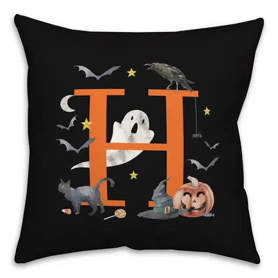Monogram H Halloween Indoor/Outdoor Pillow