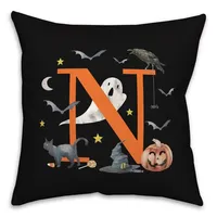 Monogram N Halloween Indoor/Outdoor Pillow