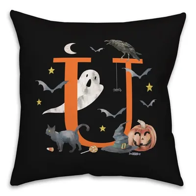 Monogram U Halloween Indoor/Outdoor Pillow