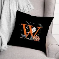 Monogram W Halloween Indoor/Outdoor Pillow