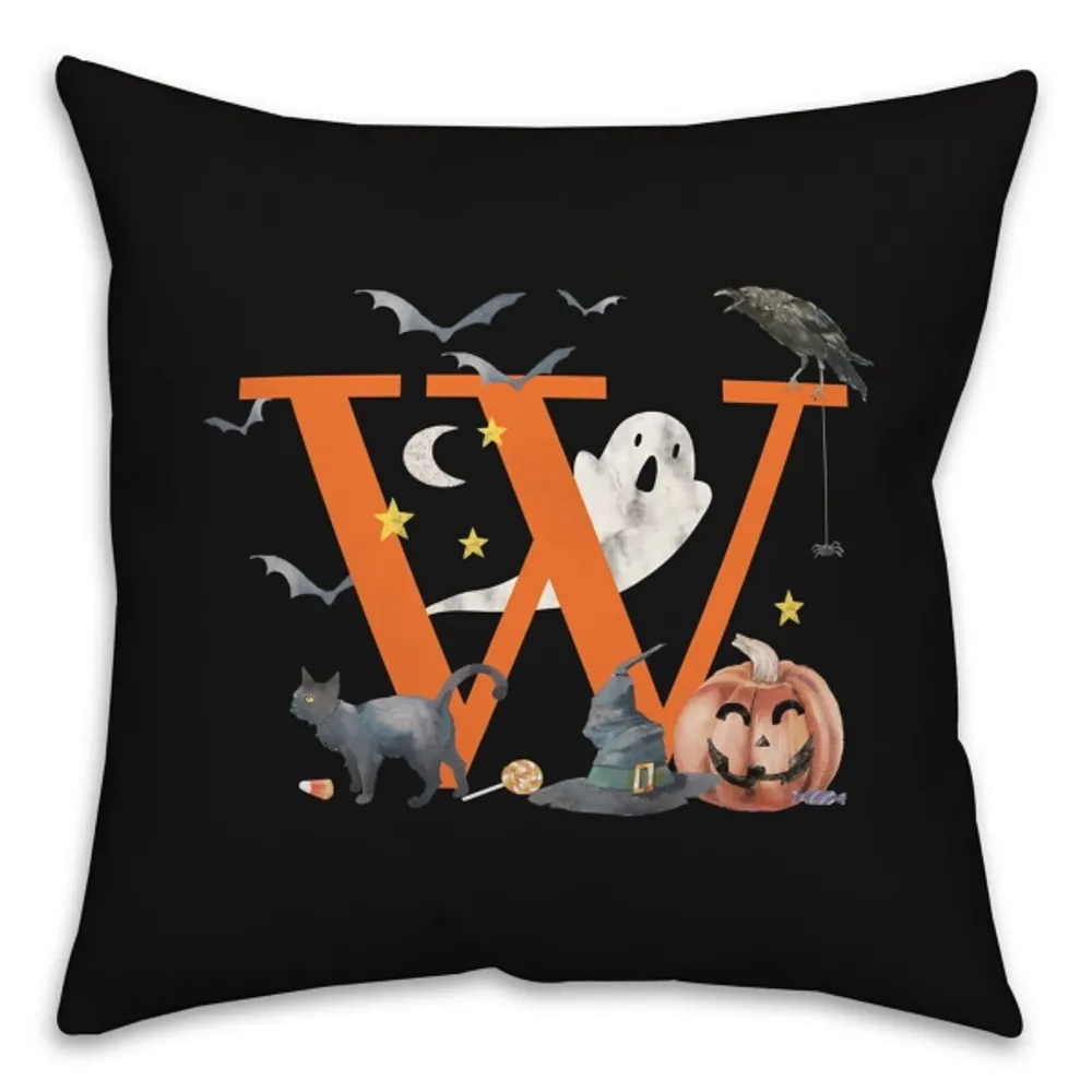 Monogram W Halloween Indoor/Outdoor Pillow