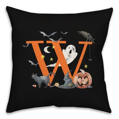 Monogram W Halloween Indoor/Outdoor Pillow