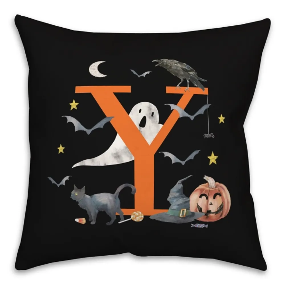 Monogram Y Halloween Indoor/Outdoor Pillow